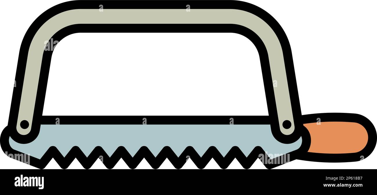 Small hand saw icon outline vector. Work construction. Repair tool Stock Vector