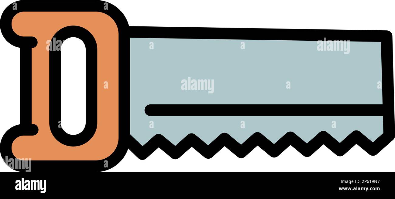 Hand saw icon outline vector. Carpenter tool. Work construction Stock ...