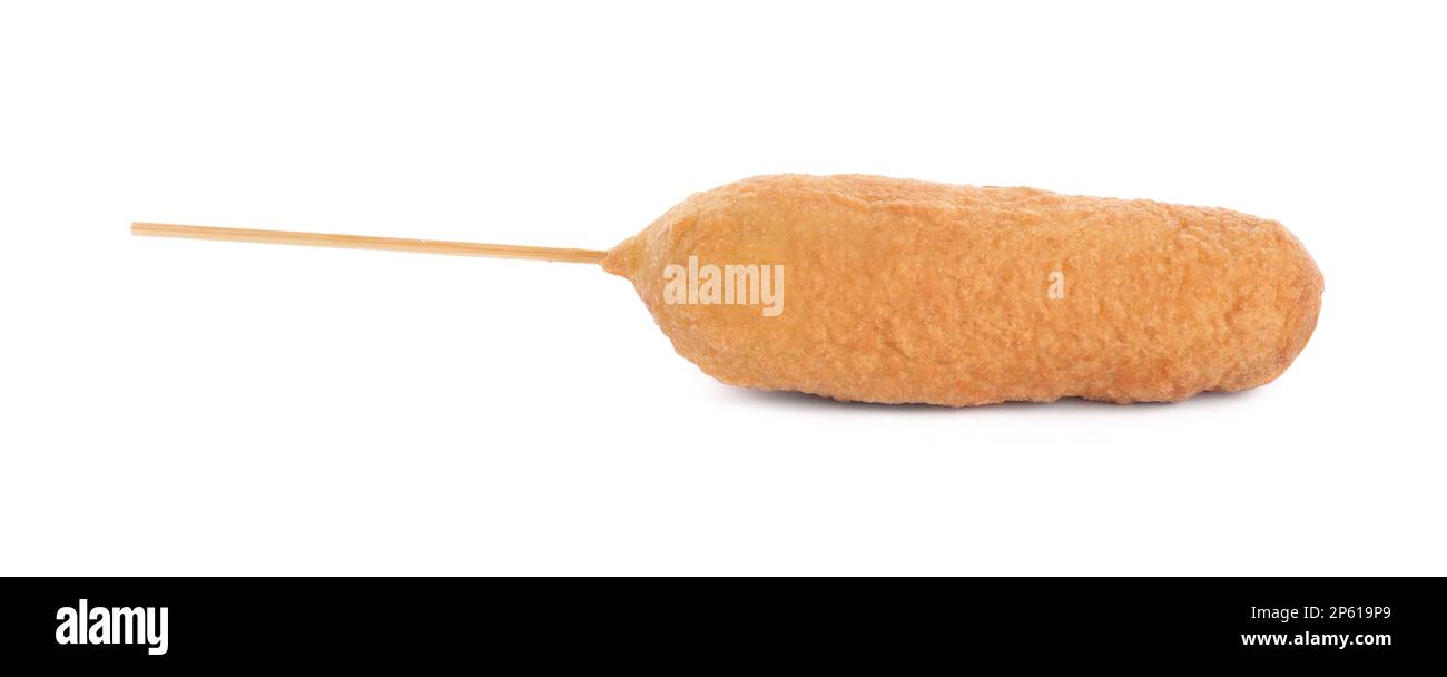 Delicious deep fried corn dog isolated on white Stock Photo Alamy