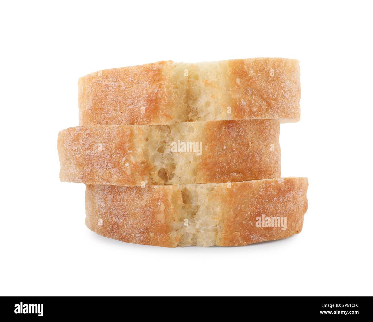 Slices of fresh baguette on white background Stock Photo - Alamy