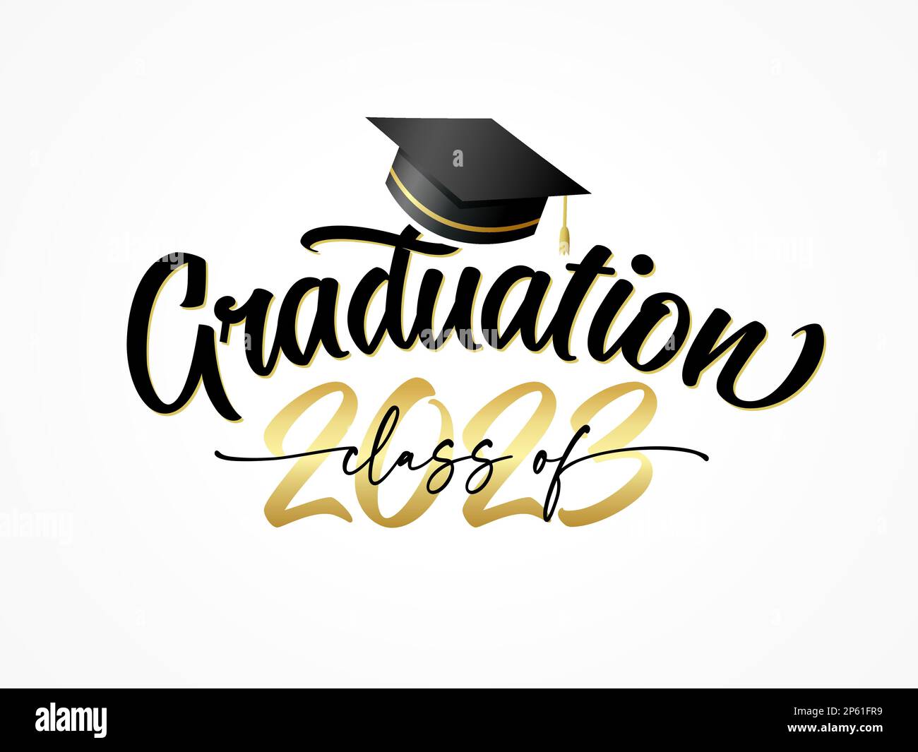 Graduation class of 2023 with square academic cap. 2023 Congratulation