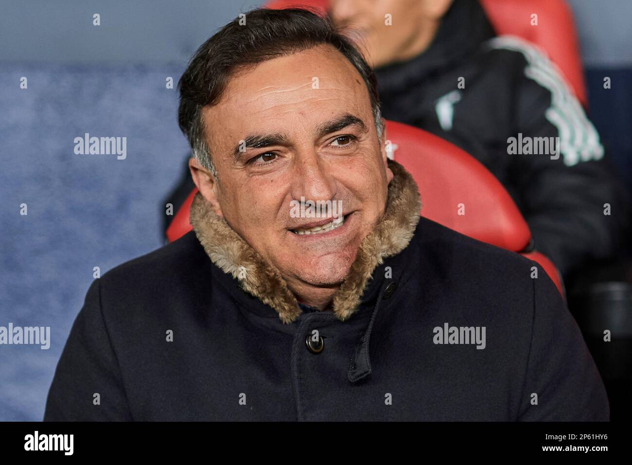 Pamplona, Spain. March 6, 2023 RC Celta head coach Carlos Carvalhal during the La Liga match between CA Osasuna and RC Celta played at El Sadar Stadium on March 6, 2023 in Pamplona, Spain. (Photo by Cesar Ortiz / PRESSIN) Stock Photo