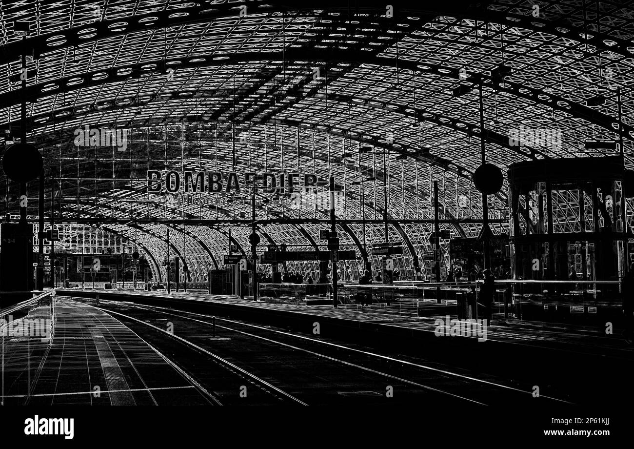 Berlin hauptbahnhof central railway Black and White Stock Photos