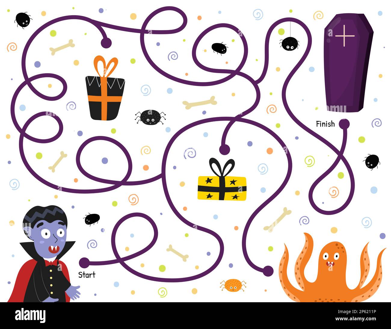 Help a cute vampire find path to the coffin. Halloween maze game for