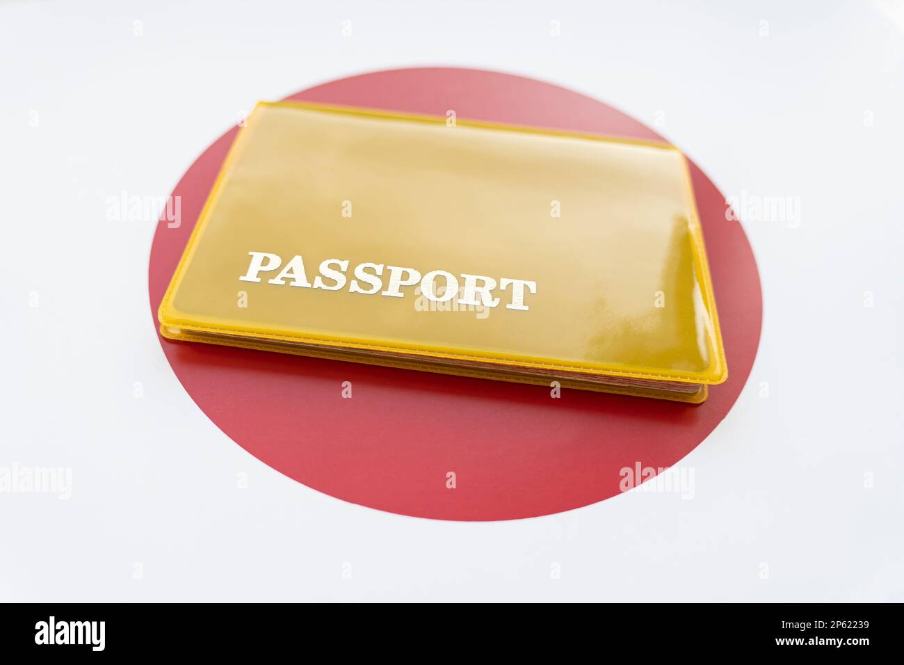 Flag of japan with passport. Travel visa and citizenship concept