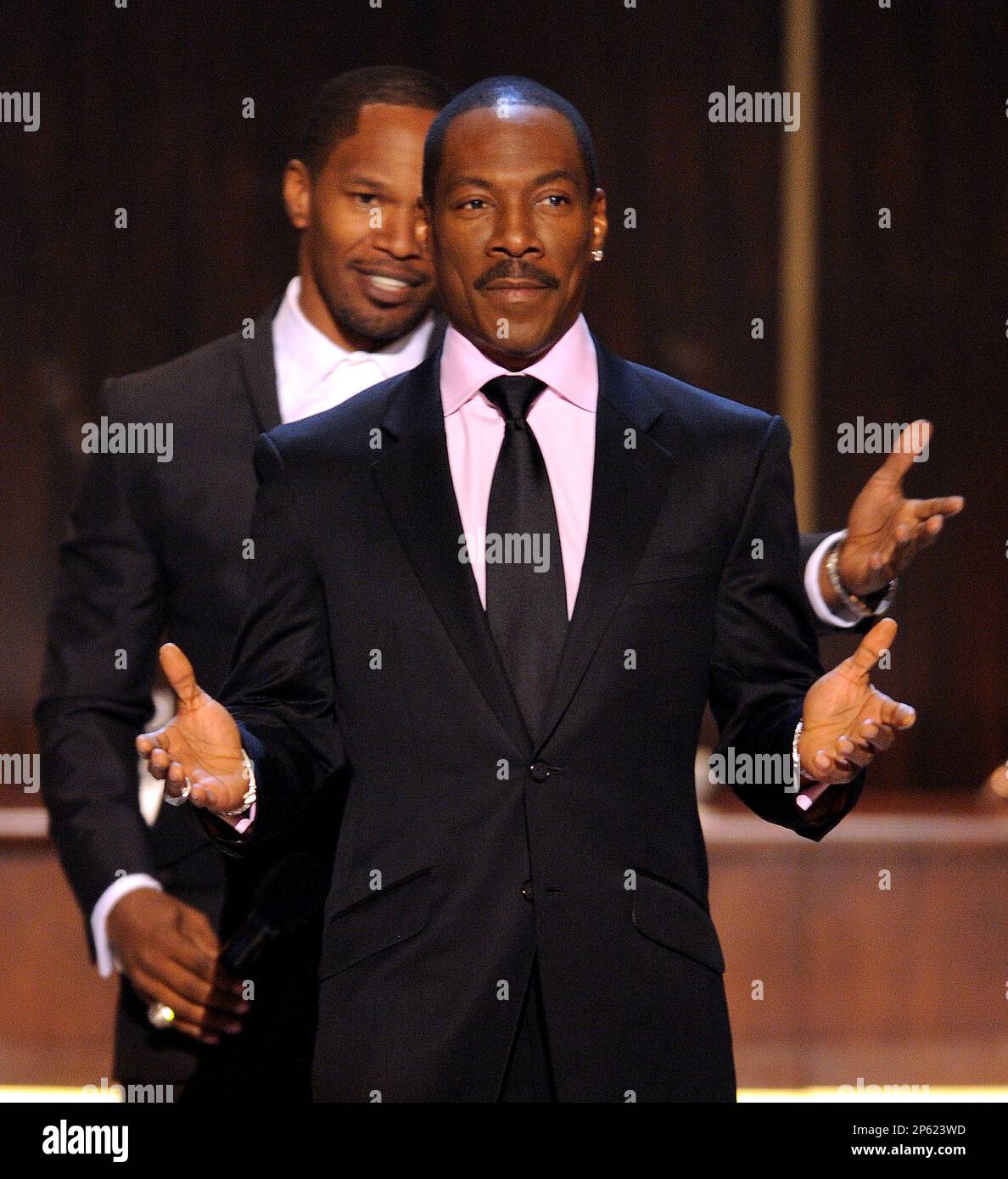 BEVERLY HILLS, CA - NOVEMBER 3: (L-R) Jamie Foxx and Eddie Murphy onstage at Spike TV's "Eddie