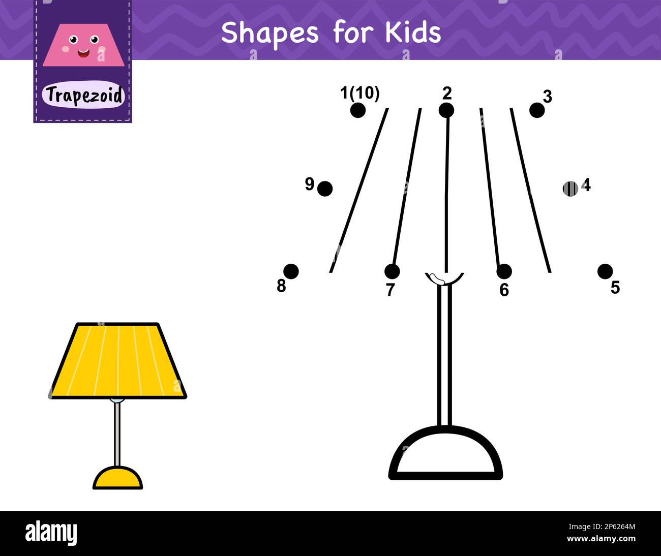Dot to dot game for kids. Connect the dots and draw a floor lamp Stock
