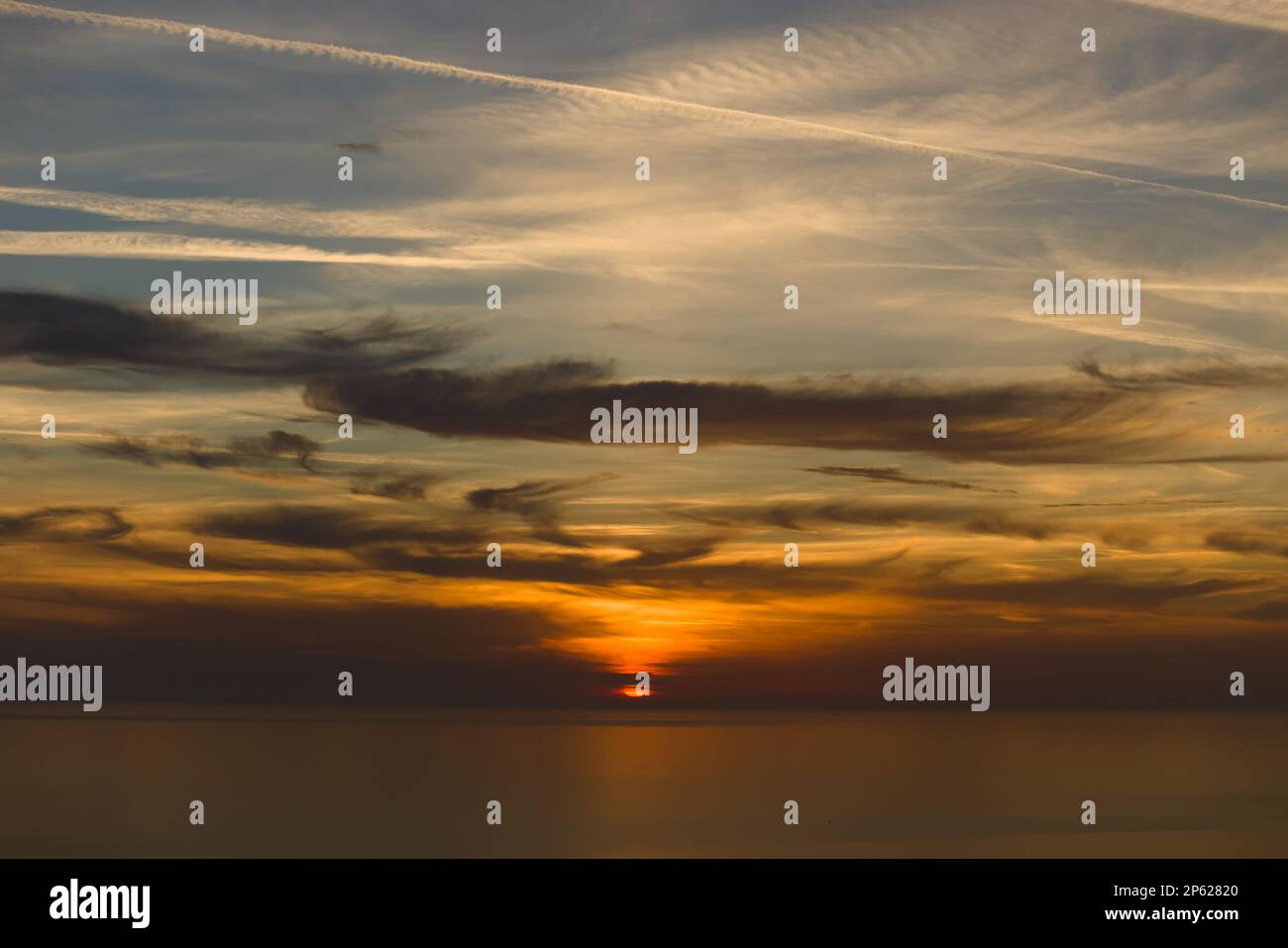 beautiful view of the sea in the evening with clouds and sunset Stock ...