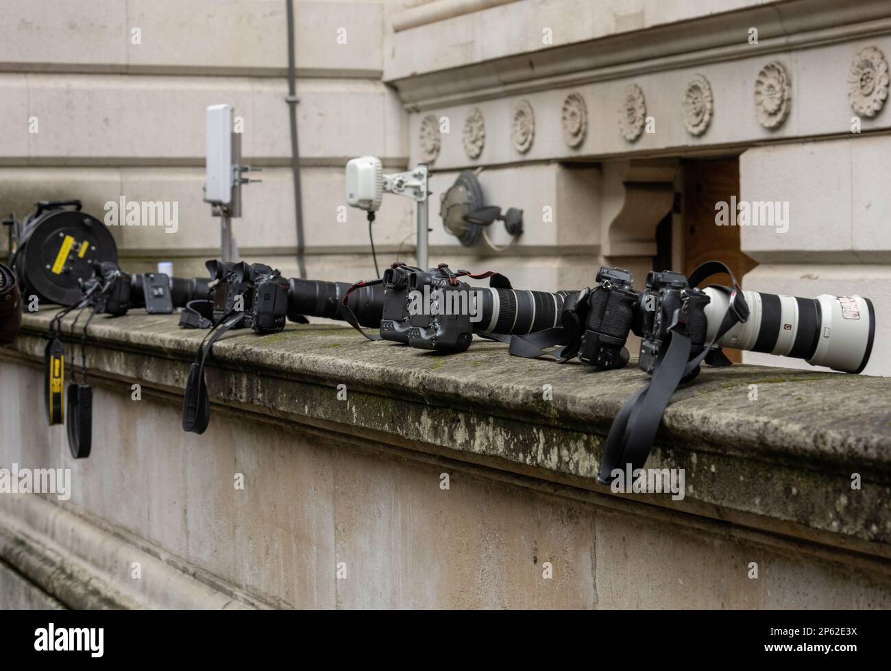 London, UK. 07th Mar, 2023. Photographers cameras at 10 Downing Street London. Credit: Ian Davidson/Alamy Live News Stock Photo