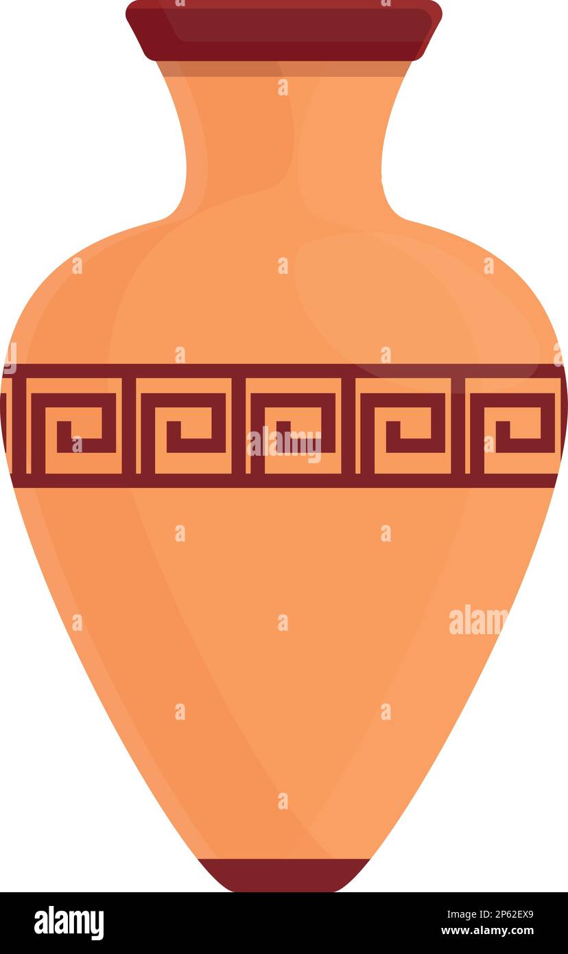 Greek vase icon cartoon vector. Rome history. Statue classic Stock