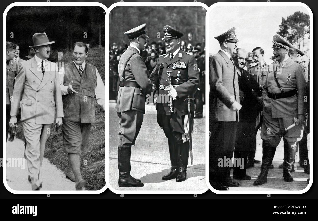 Nazi dictator Adolf Hitler together with his right-hand man Hermann Goering Stock Photo