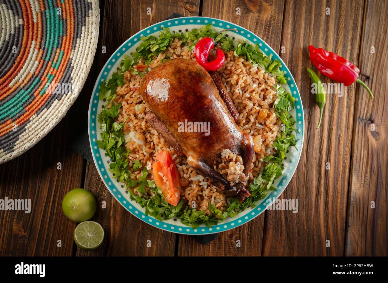 Arabic Cuisine; Egyptian traditional stuffed pigeon or "Hamam Mahshi