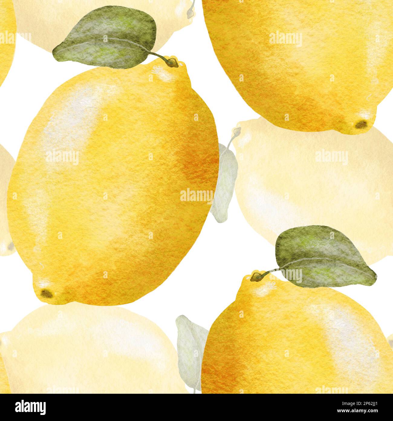 Watercolor lemon seamless pattern. Tropical Fruit Lemon pattern. The ...
