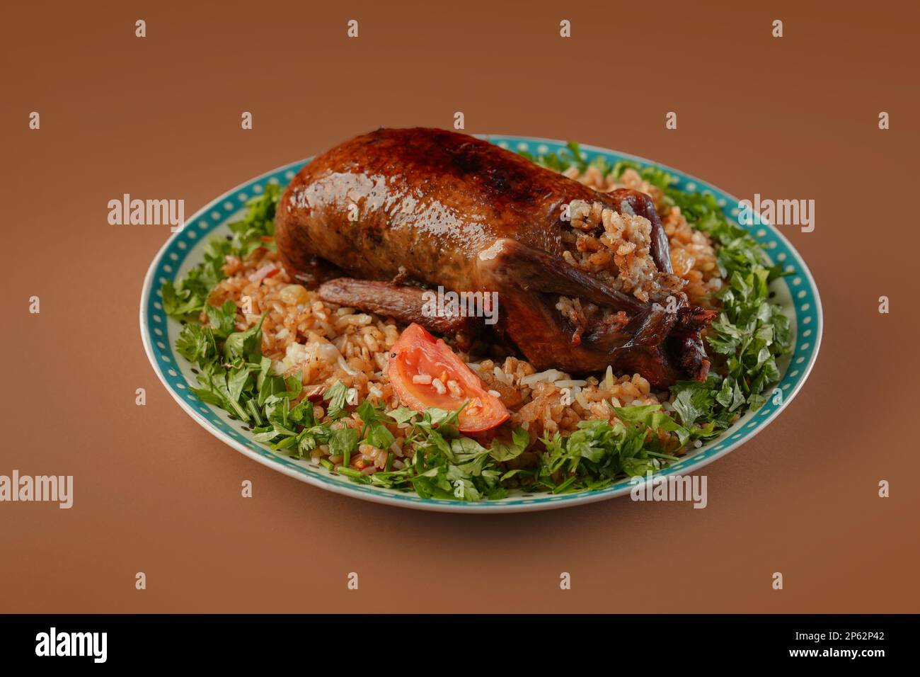 Arabic Cuisine; Egyptian traditional stuffed pigeon or "Hamam Mahshi