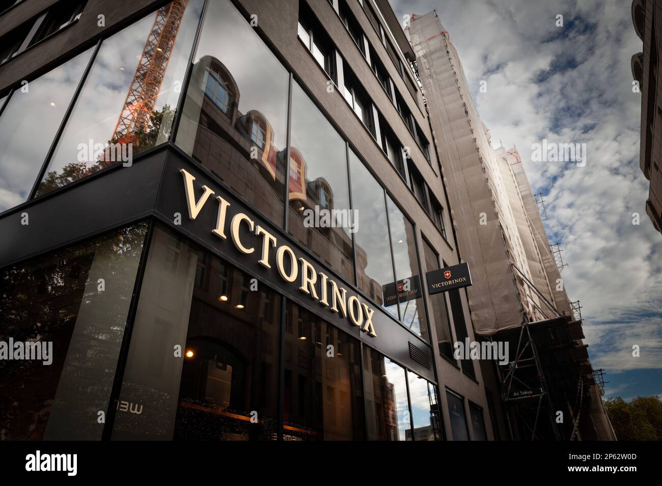 Picture of a sign with the logo of Victorinox on their shop for Cologne,  Germany. Victorinox is a knife manufacturer and watchmaker based in the  town Stock Photo - Alamy