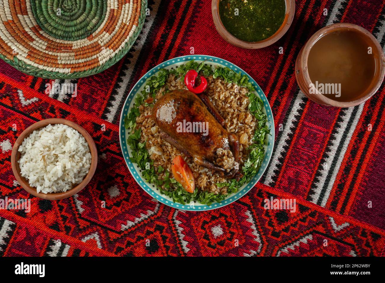 Arabic Cuisine; Egyptian traditional stuffed pigeon or "Hamam Mahshi