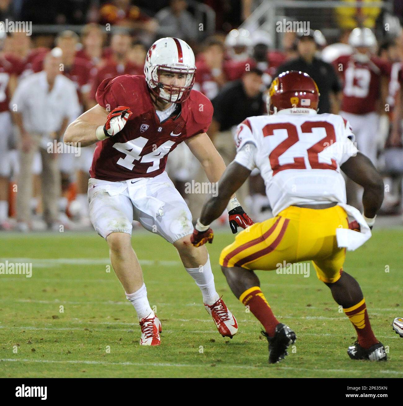 Stanford Cardinal Chase Thomas (44) in action during a game against USC