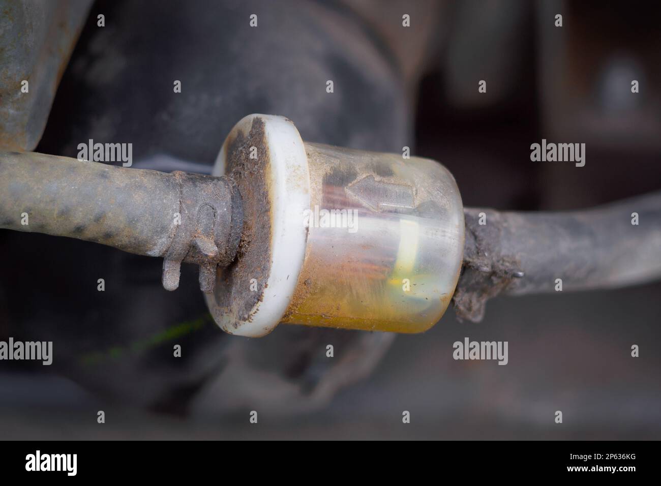 Gasoline or petrol fuel filter and lines Stock Photo