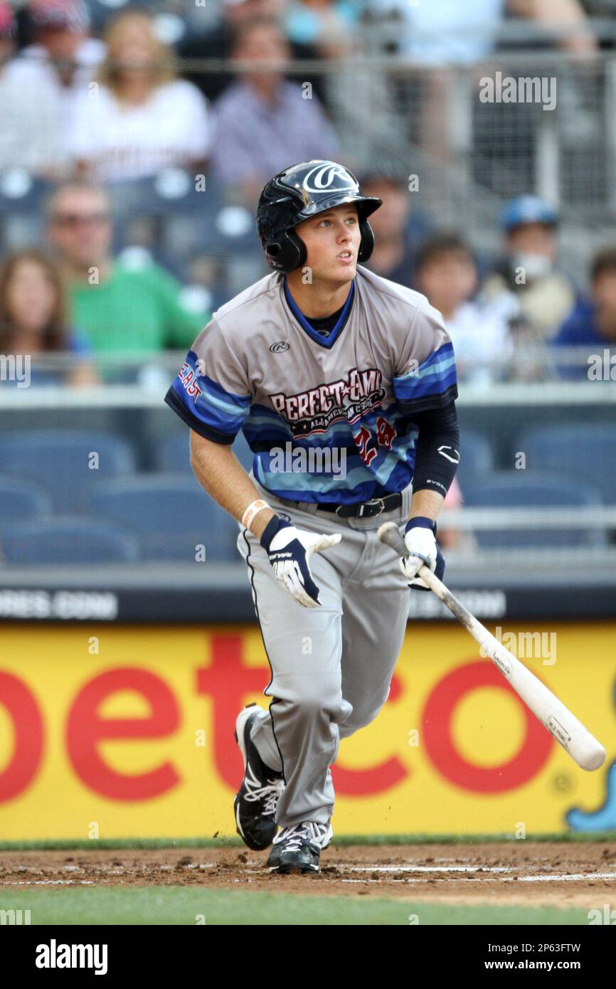 Outfielder Austin Meadows #28 of Grayson High School in Georgia  participates in the Under Armour All-American Game powered by Baseball  Factory at Wrigley Field on August 18, 2012 in Chicago, Illinois. (Mike