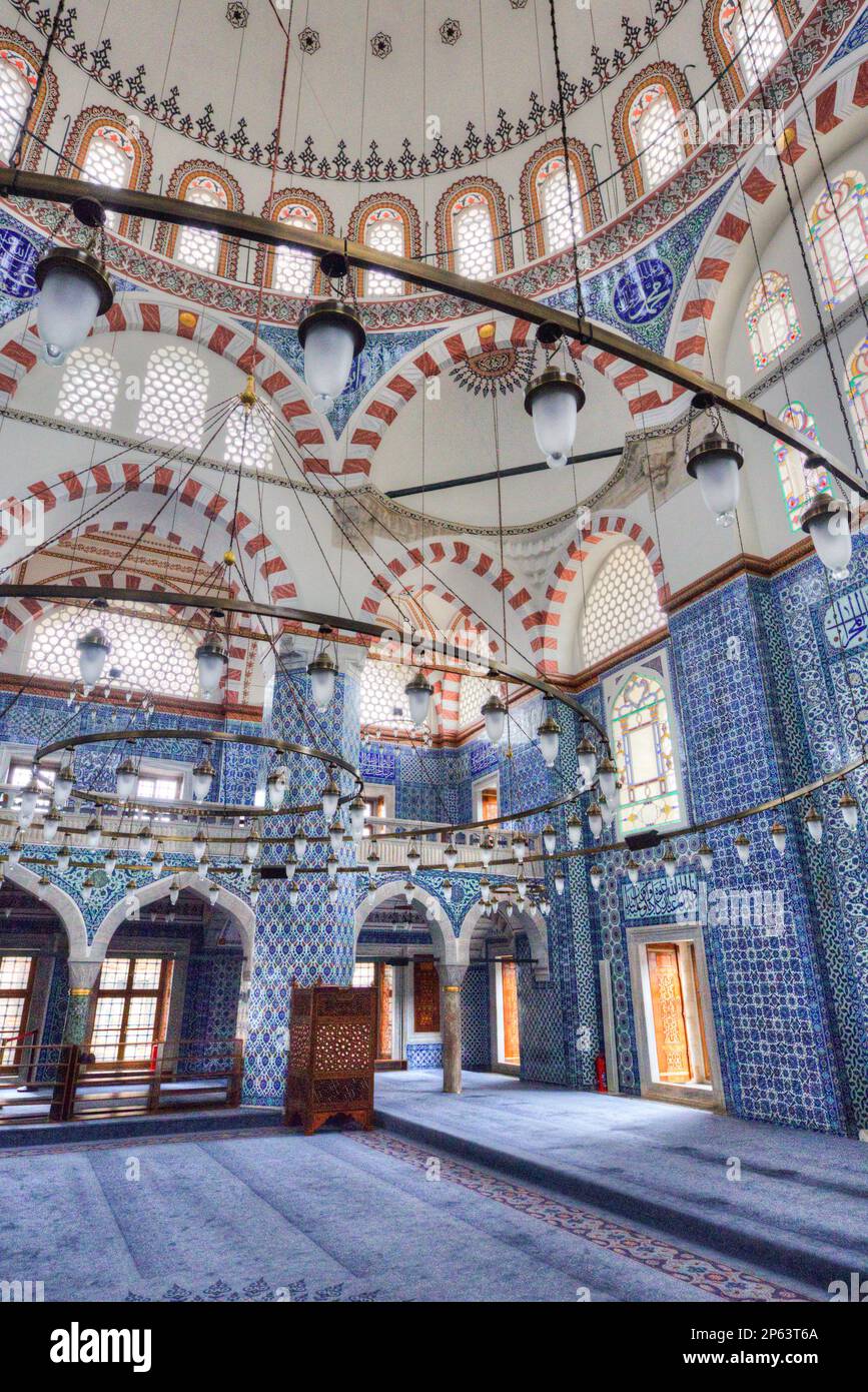 Interior, Rustem Pasa Mosque, Istanbul, Turkey Stock Photo