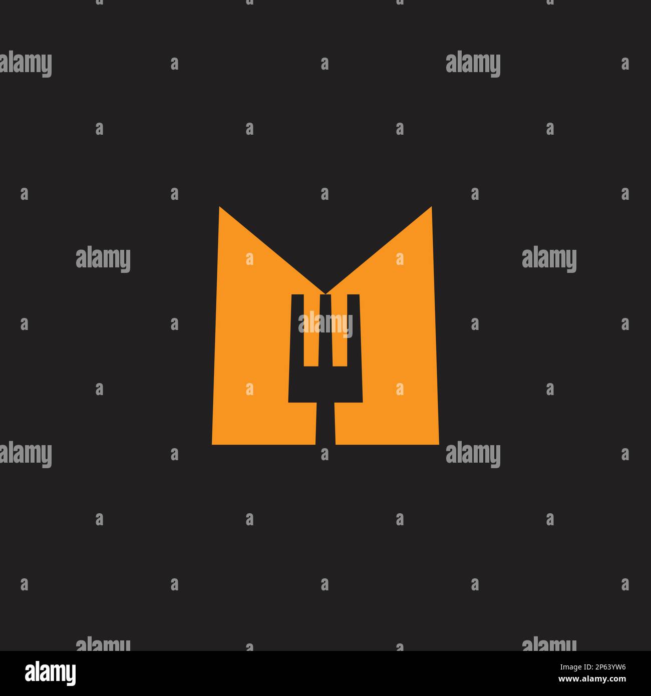 letter m fork food simple geometric logo vector Stock Vector