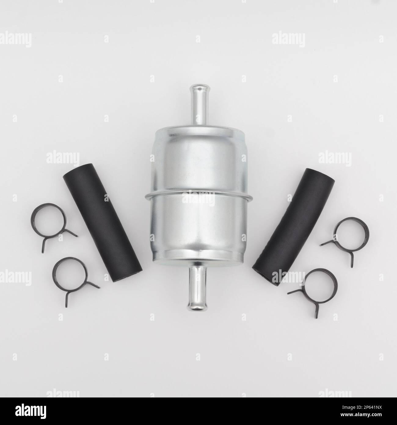 Flat lay view of an inline fuel filter and hardware Stock Photo Alamy