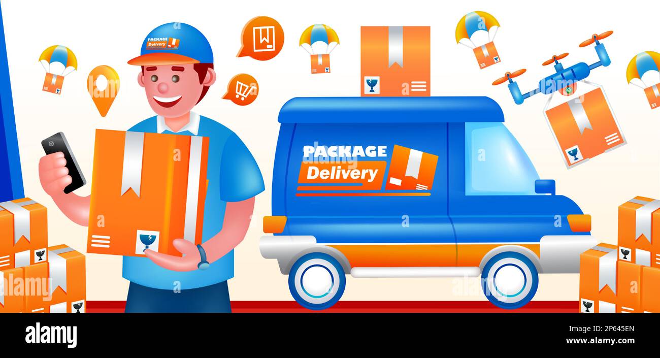 Package Delivery, courier and transportation 3d illustration Stock Vector Image & Art Alamy