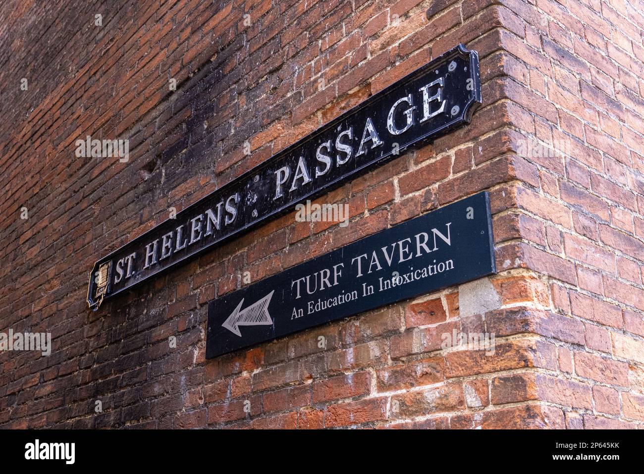 St Helens Passage sign, Oxford City, Oxford, Oxfordshire, England Stock Photo