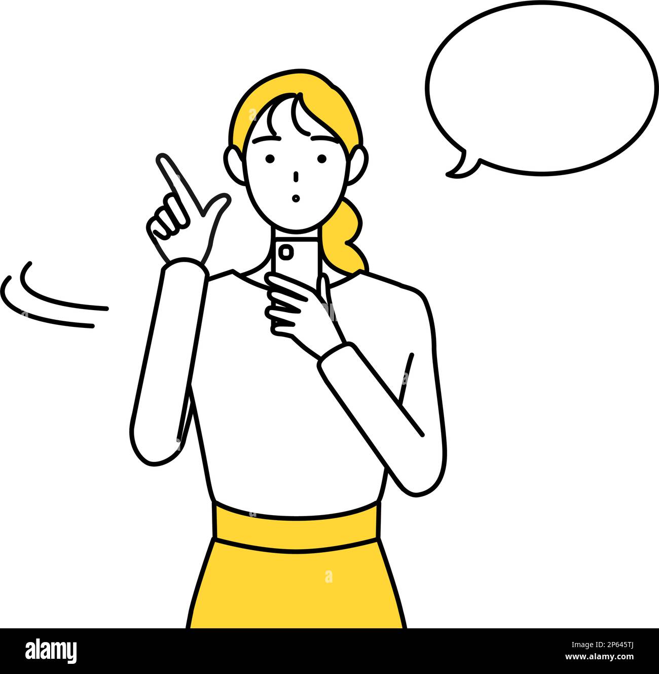 A casually dressed young woman operating a smartphone, Vector Illustration Stock Vector