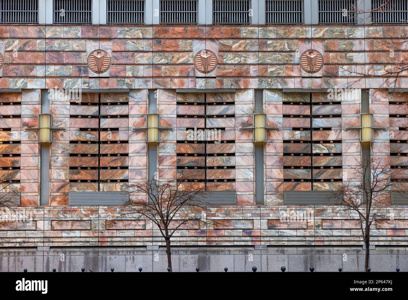 Cleveland, Ohio, USA - January 25, 2023: Close up of pink marble used ...