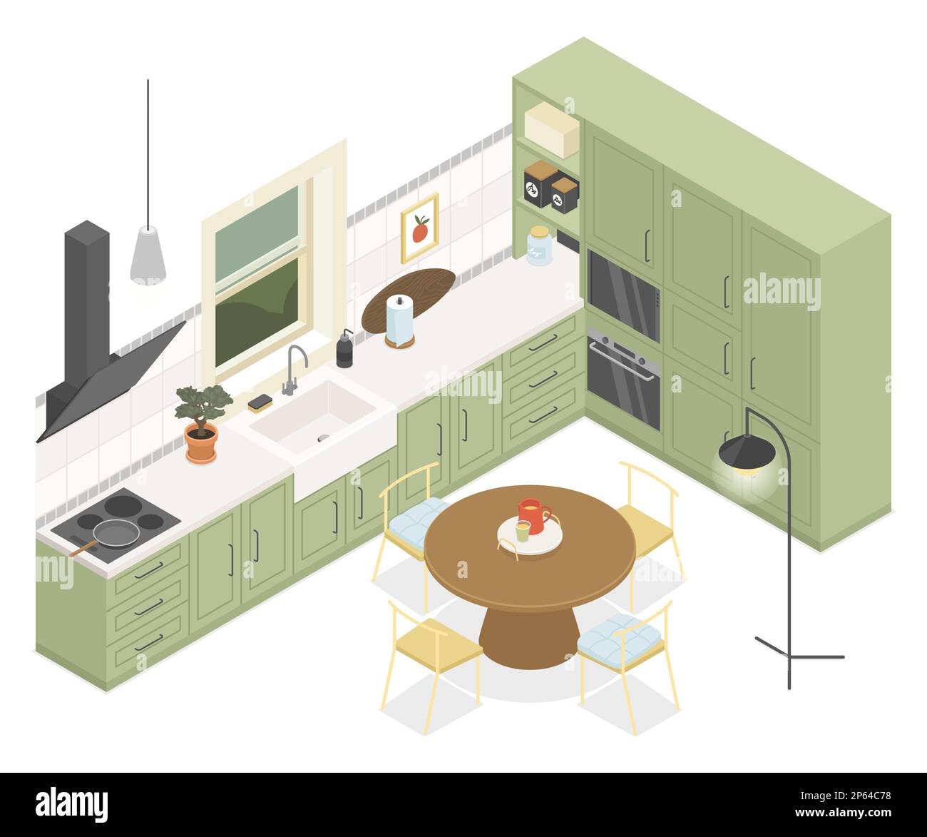 Equipped kitchen - modern vector colorful isometric illustration Stock ...