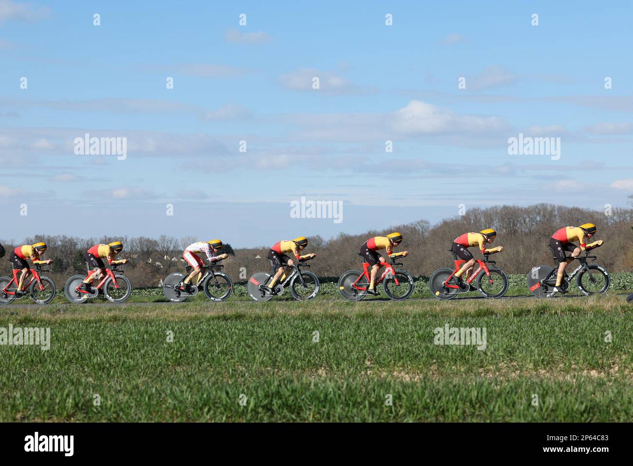 Uno-X riders pictured in action during the third stage of the 81st ...