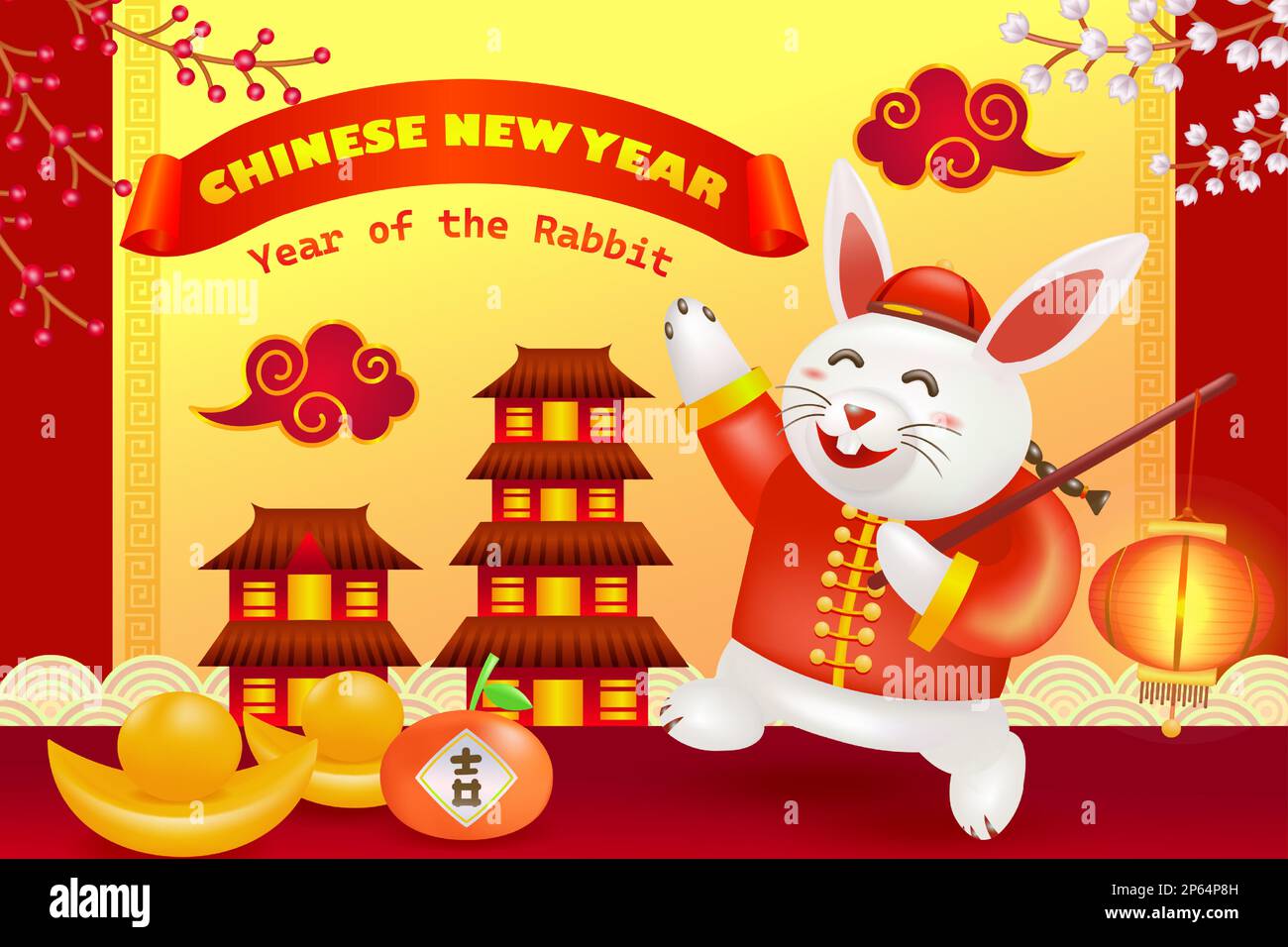 Chinese New Year, Year of the Rabbit. 3d illustration of a rabbit