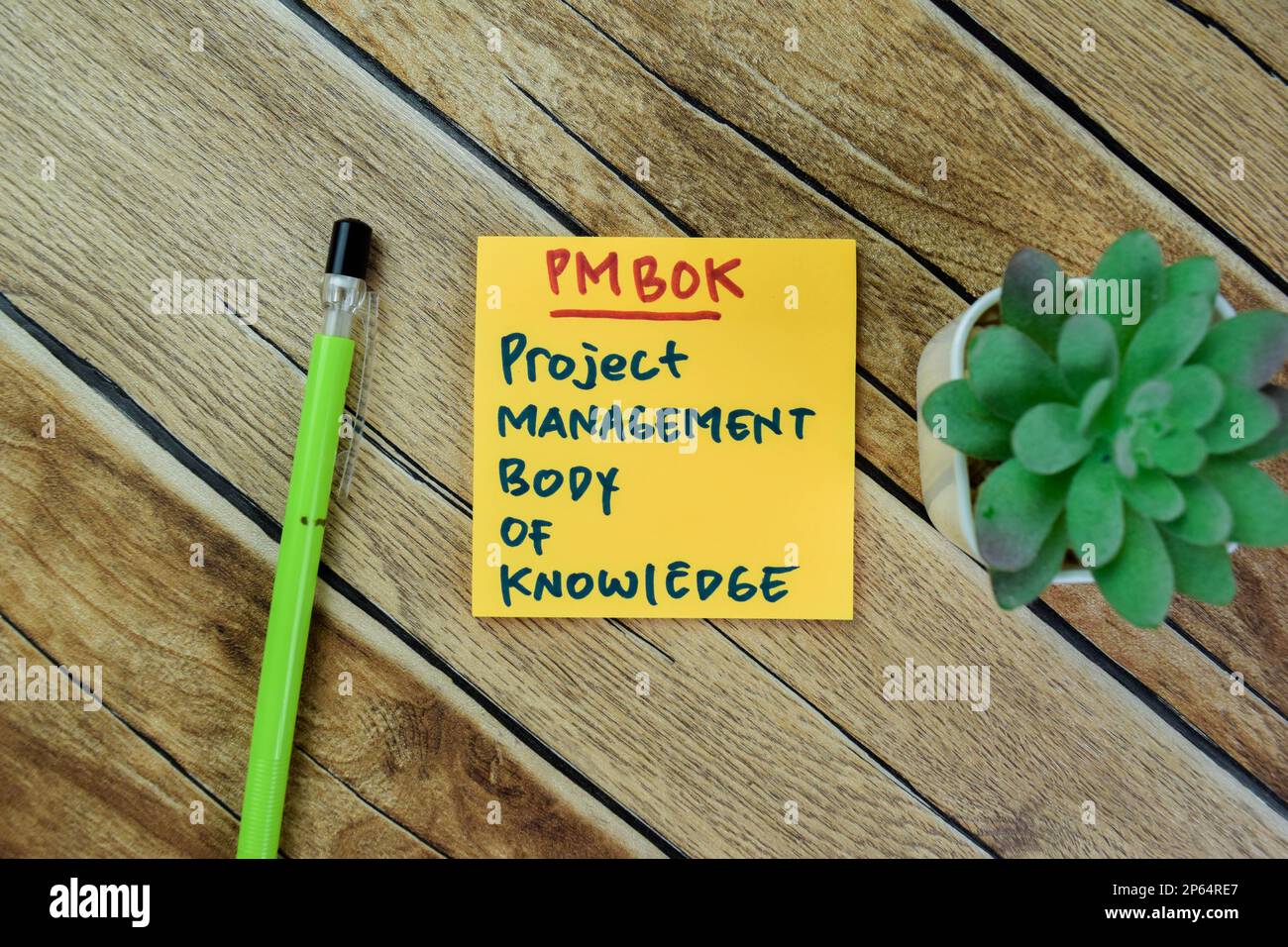 Concept of PMBOK - Project Management Body of Knowledge write on sticky ...