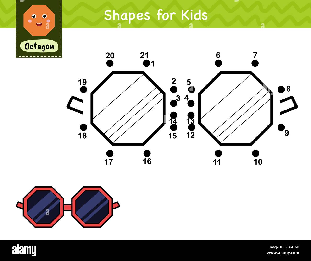 Connect the dots and draw a sunglasses. Dot to dot number game for kids