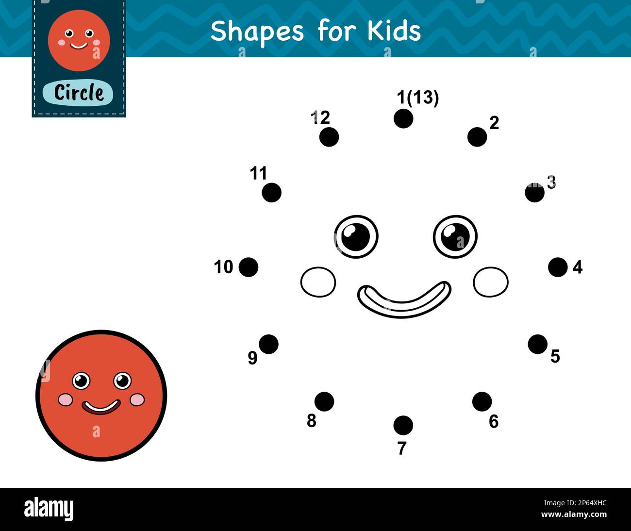 Connect the dots and draw a cute circle. Dot to dot number game for