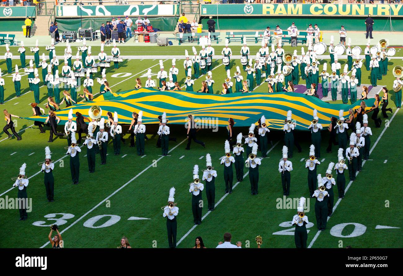 September 22, 2012 The Colorado State band plays while cheerleaders