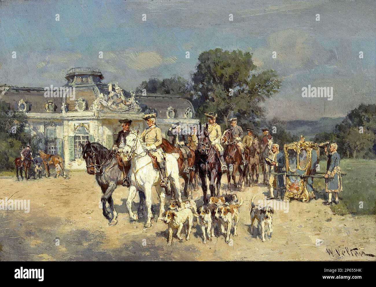 Фельтен Вильгельм - Езда верхом - Русская школа - XIX век - Velten Wilhelm - Riding out - Russian School - 19th  Century Stock Photo