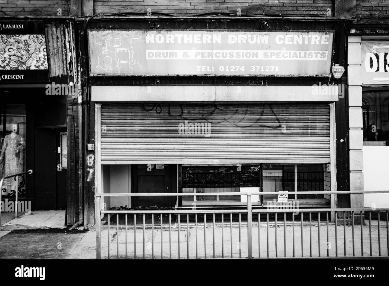 Run down buildings in the centre of Bradford City Centre Stock Photo