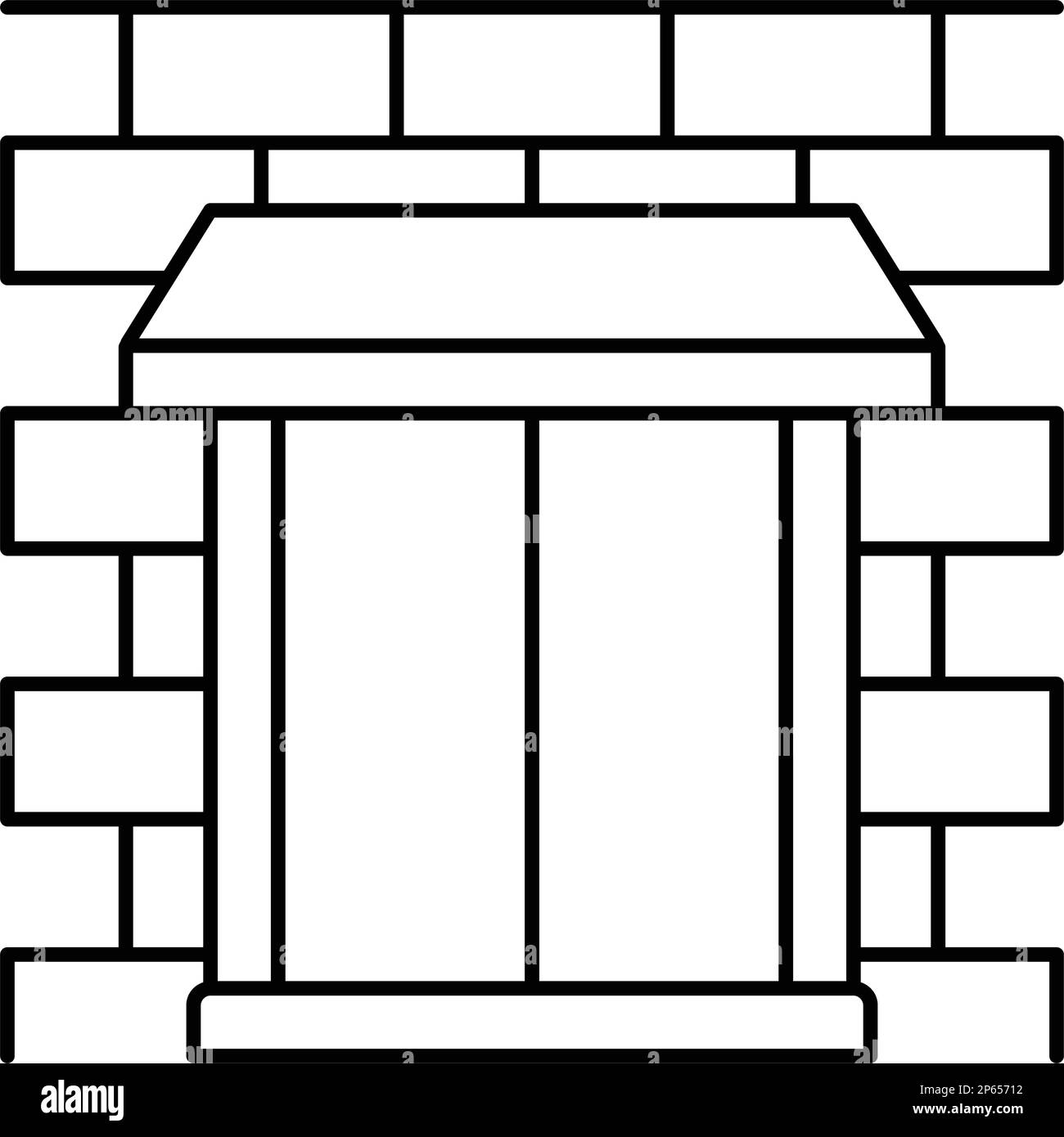 parapet wall building house line icon vector illustration Stock Vector