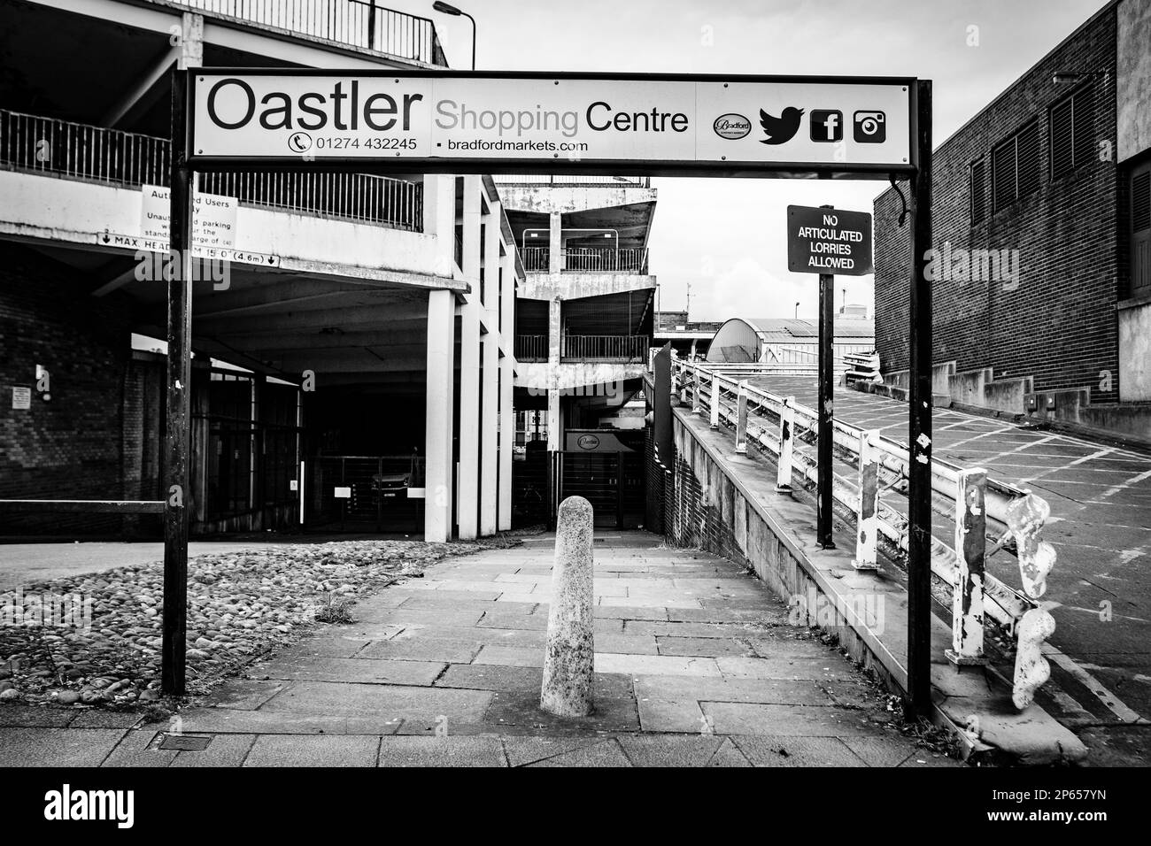 Run down buildings in the centre of Bradford City Centre Stock Photo