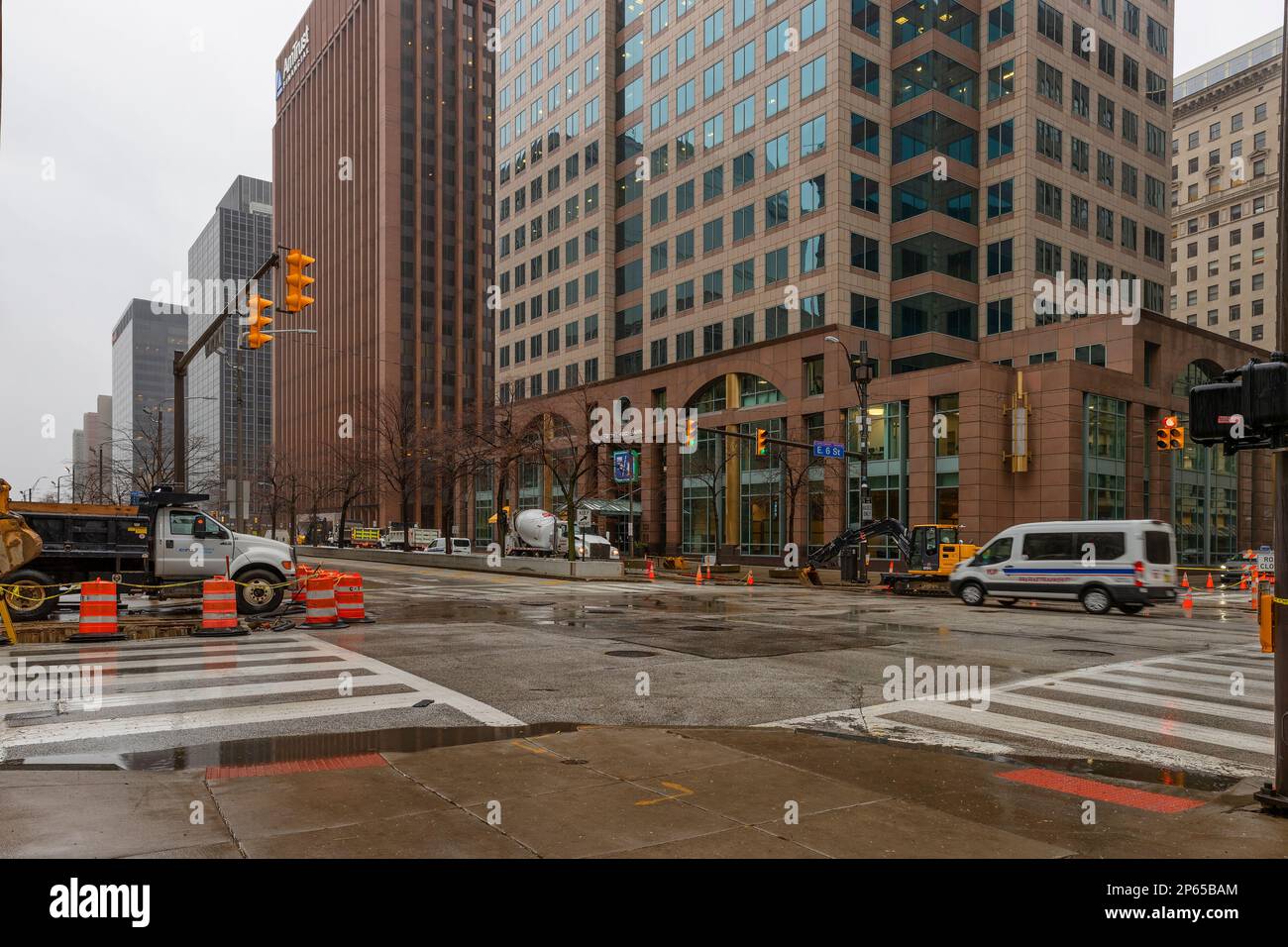 Cleveland, Ohio, USA January, 25, 2023 Wet snowy weather doesn't