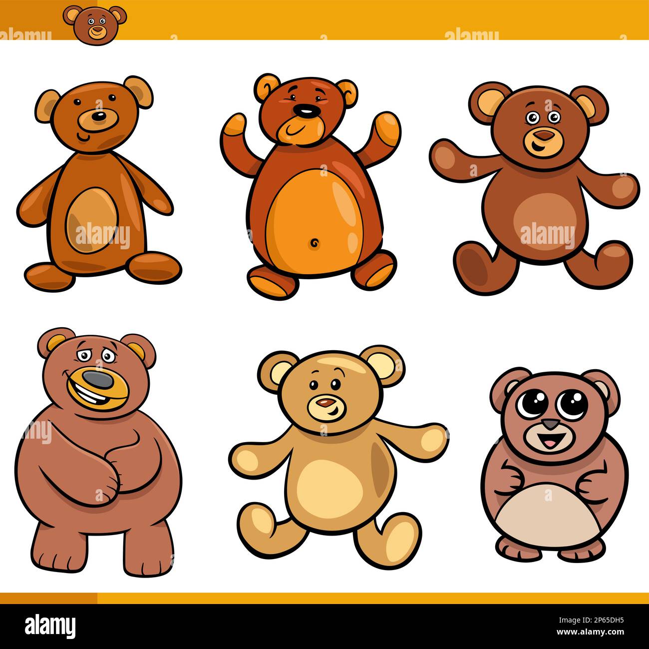 Cartoon illustration of funny cute bears comic animal characters set ...