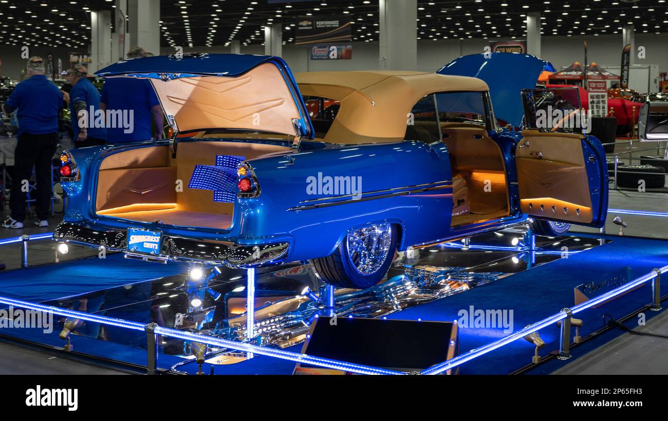 DETROIT, MI/USA February 24, 2023 A 1955 Chevrolet Convertible interpretation, "Great 8