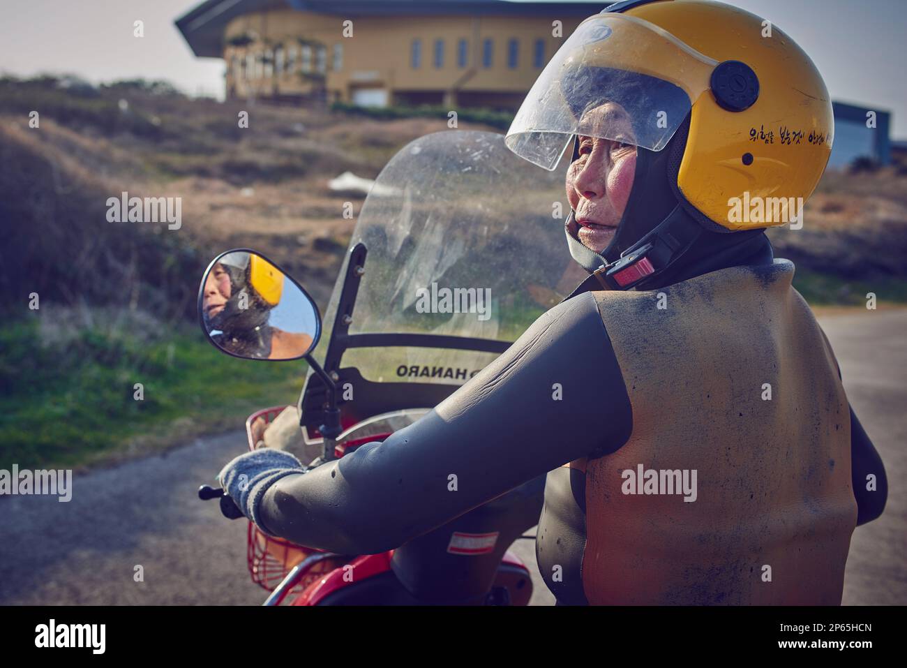 Haenyeo, the female divers in the Jeju island, South Korea Stock Photo