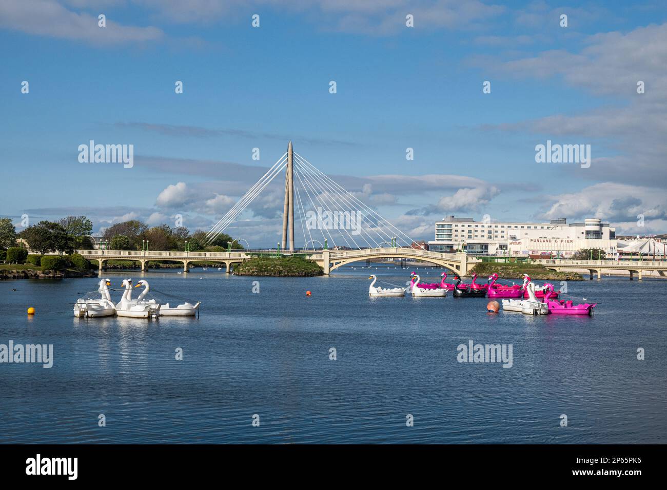 Southport Pleasureland Park and Marine Lake, Sefton, Merseyside, England Stock Photo