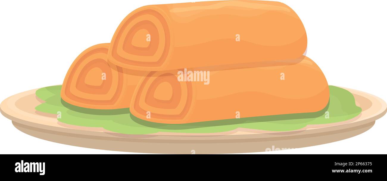 Pork spring roll icon cartoon vector. Food cuisine. China meal Stock ...