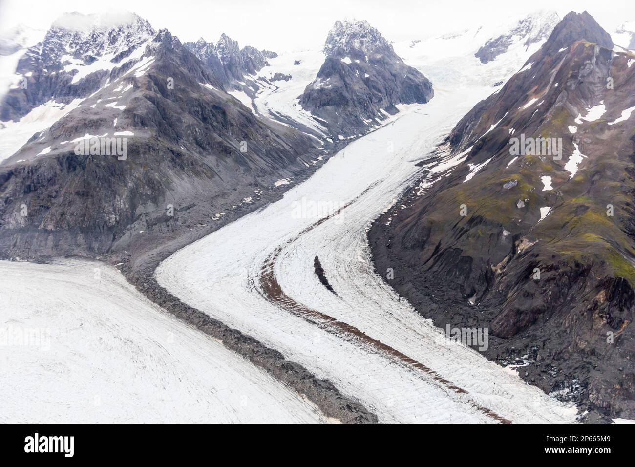 Flight-seeing from Haines over the Fairweather Range in Glacier Bay National Park, Southeast Alaska, United States of America, North America Stock Photo