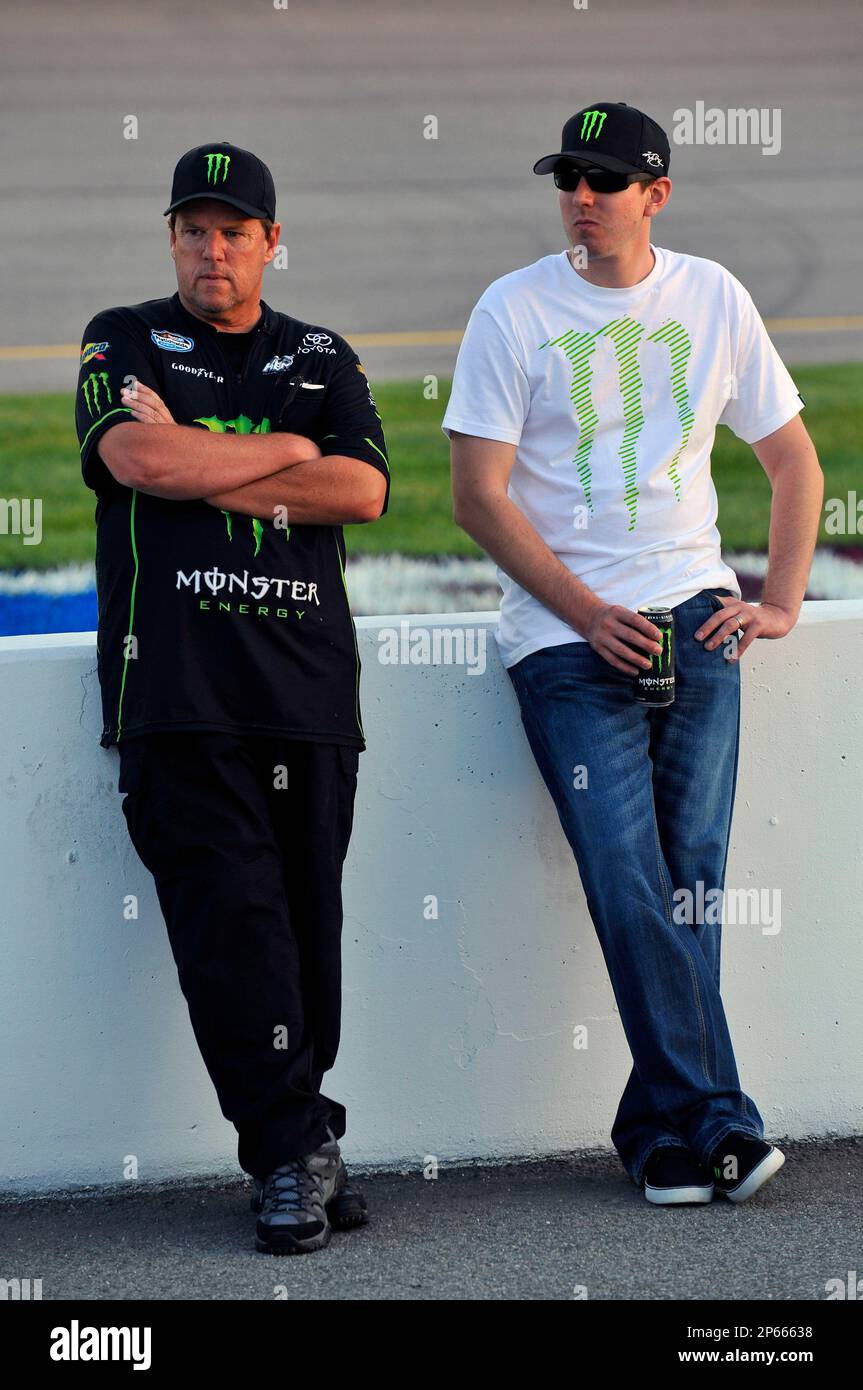Kurt Busch right and Mike Beam left during the NASCAR