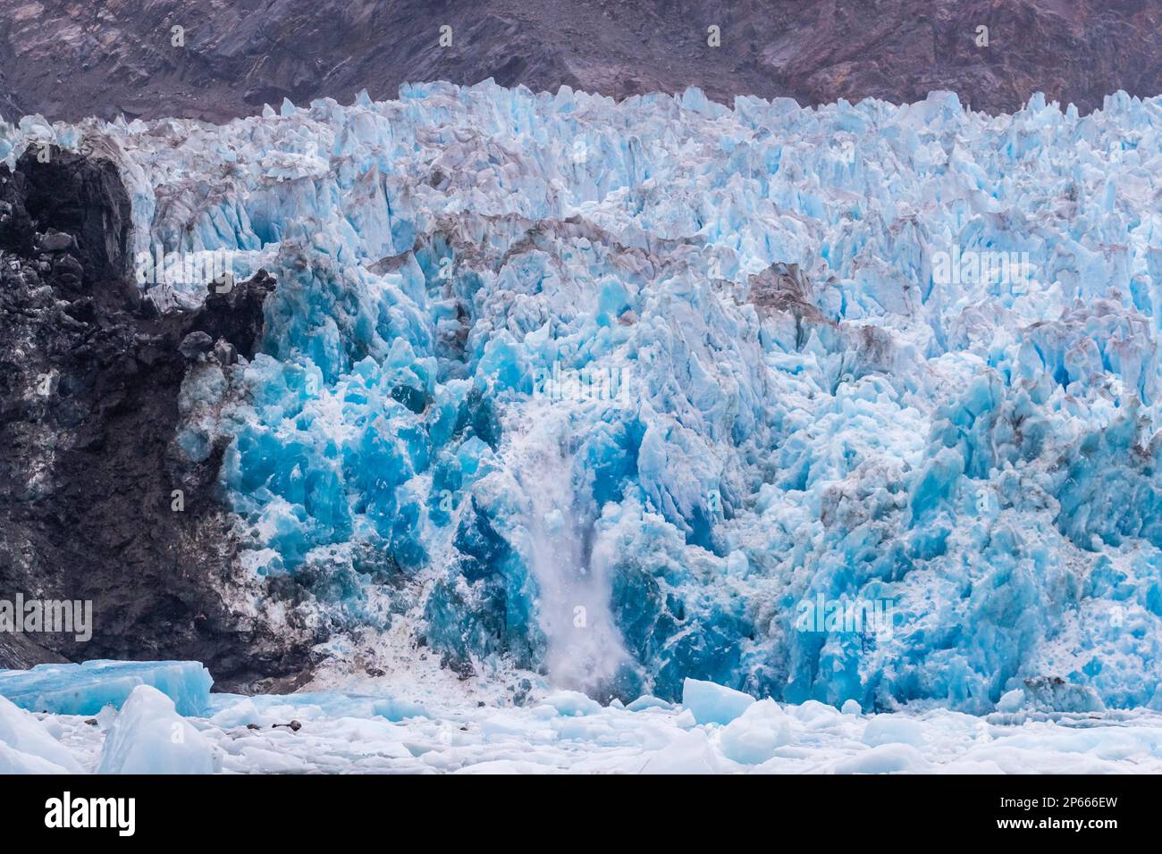 Ice calving from the South Sawyer Glacier in Tracy Arm-Fords Terror Wilderness, Southeast Alaska, United States of America, North America Stock Photo